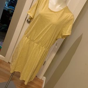 Striped mustard short dress